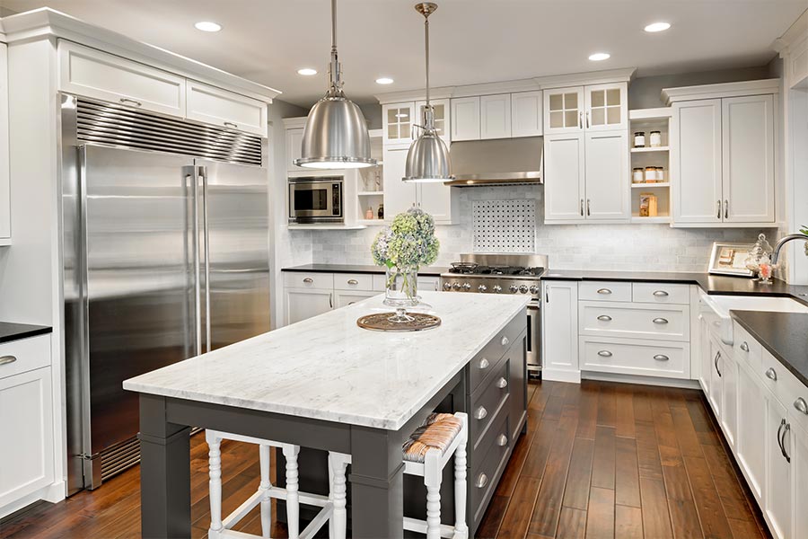 kitchen-with-white-cabinets-and-silver-metal-appliances-arlington-va